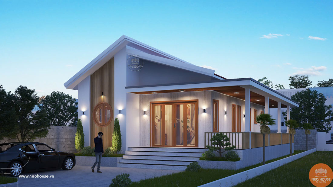 Tư vấn thiết kế biệt thự hiện đại 1 tầng mái Lệch 8x12m tại Đồng Nai