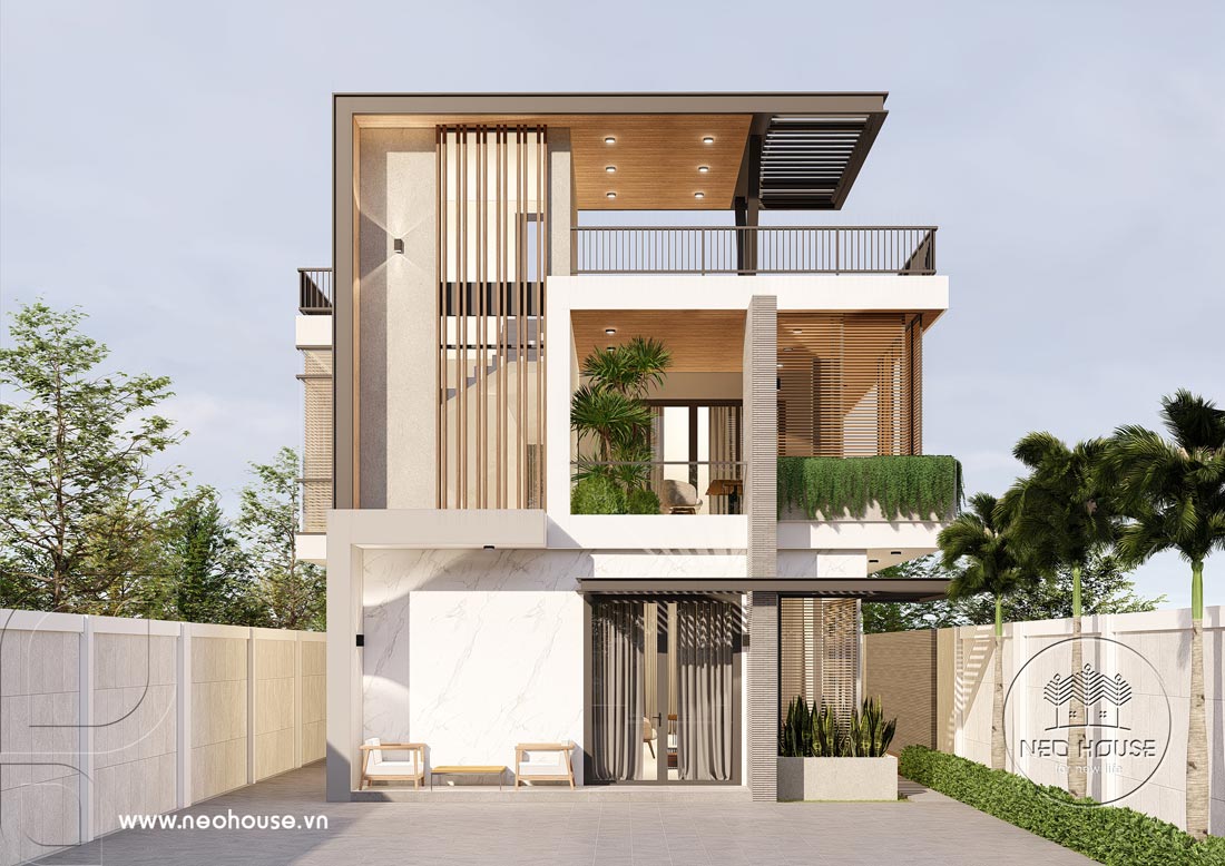 Tư vấn thiết kế biệt thự hiện đại 2 tầng mái bằng 4 phòng ngủ
