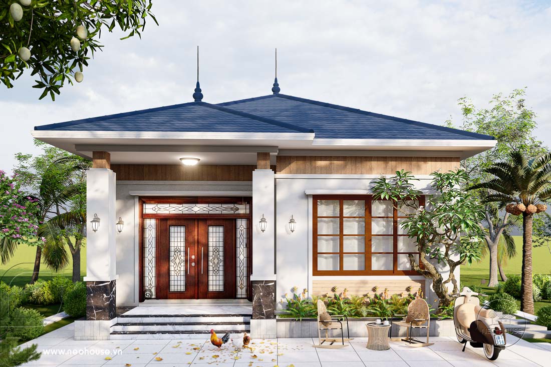 Phối cảnh biệt thự mái Nhật 1 tầng 2 phòng ngủ tại Đồng Nai. Ảnh 1