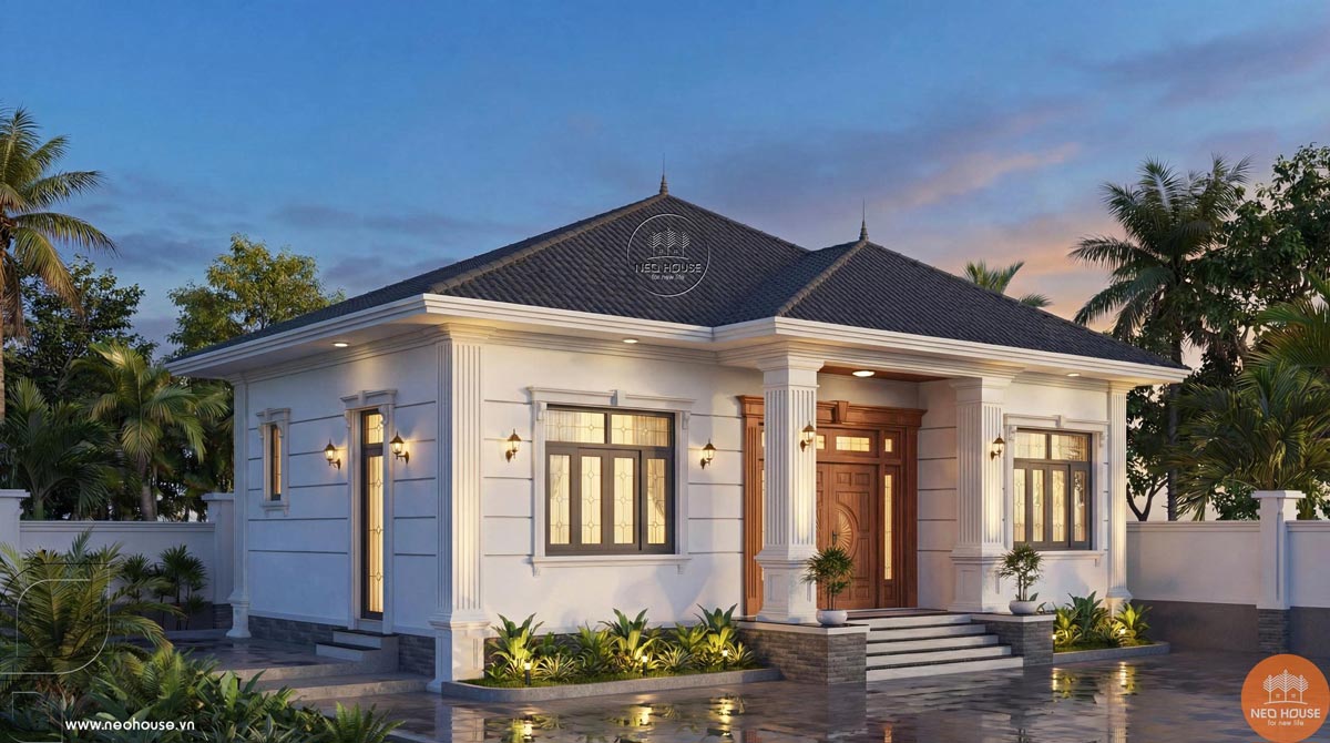 Phối cảnh biệt thự mái Nhật 1 tầng 3 phòng ngủ tại Quảng Ninh. Ảnh 1