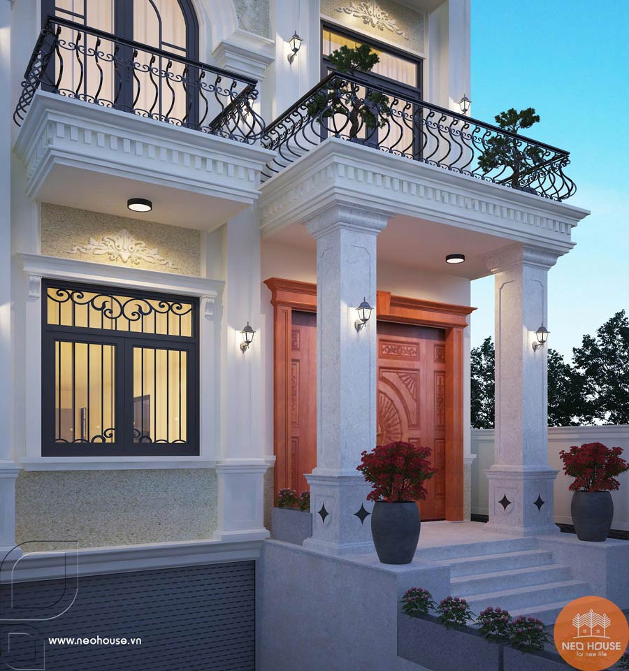 Phối cảnh biệt thự mái Nhật 3 tầng 6 phòng ngủ phong cách tân cổ điển tại Bình Dương. Ảnh 6