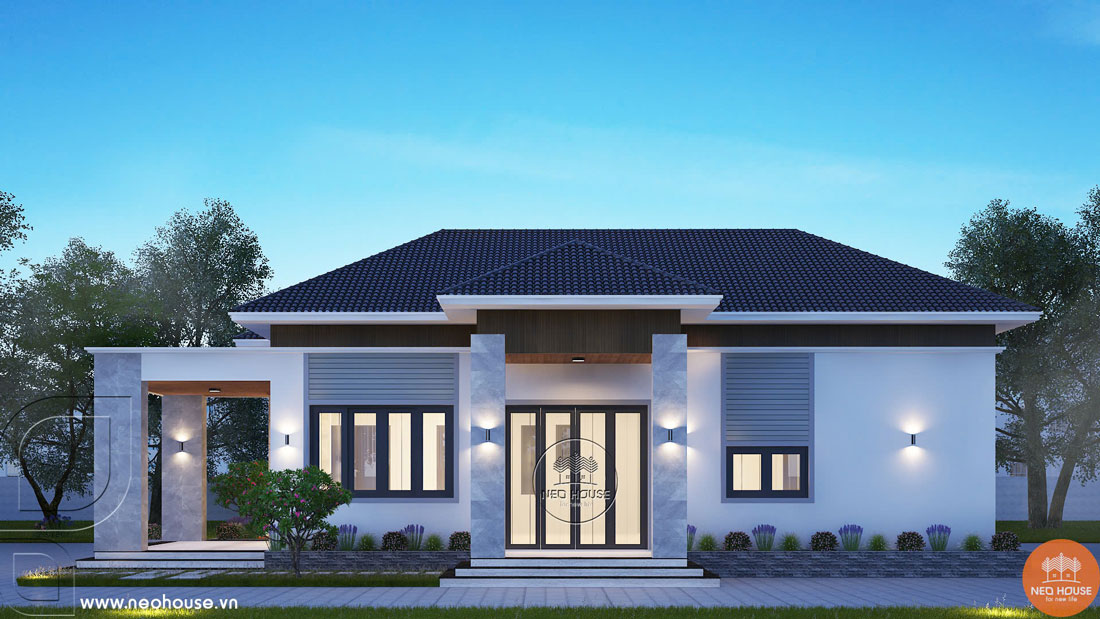 Phối cảnh biệt thự nhà vườn 1 tầng mái Nhật 3 phòng ngủ. Ảnh 2