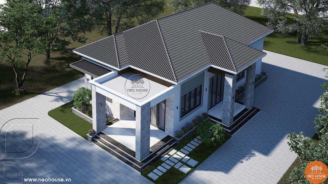 Phối cảnh biệt thự nhà vườn 1 tầng mái Nhật 3 phòng ngủ. Ảnh 4