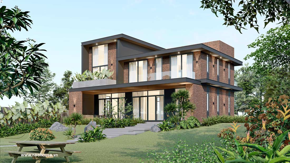 Phối cảnh 3D biệt thự nhà vườn kiểu Mỹ 2 tầng tại Vũng Tàu. Ảnh 1