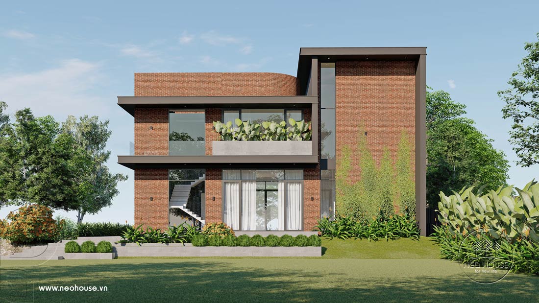 Phối cảnh 3D biệt thự nhà vườn kiểu Mỹ 2 tầng tại Vũng Tàu. Ảnh 3