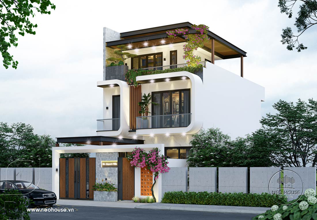 Phối cảnh biệt thự phố 2 tầng 1 tum mặt tiền 8m tại Hà Tĩnh. Ảnh 3