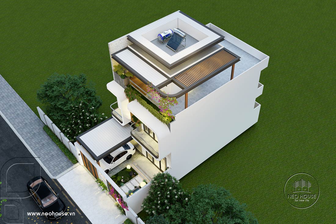 Phối cảnh biệt thự phố 2 tầng 1 tum mặt tiền 8m tại Hà Tĩnh. Ảnh 2