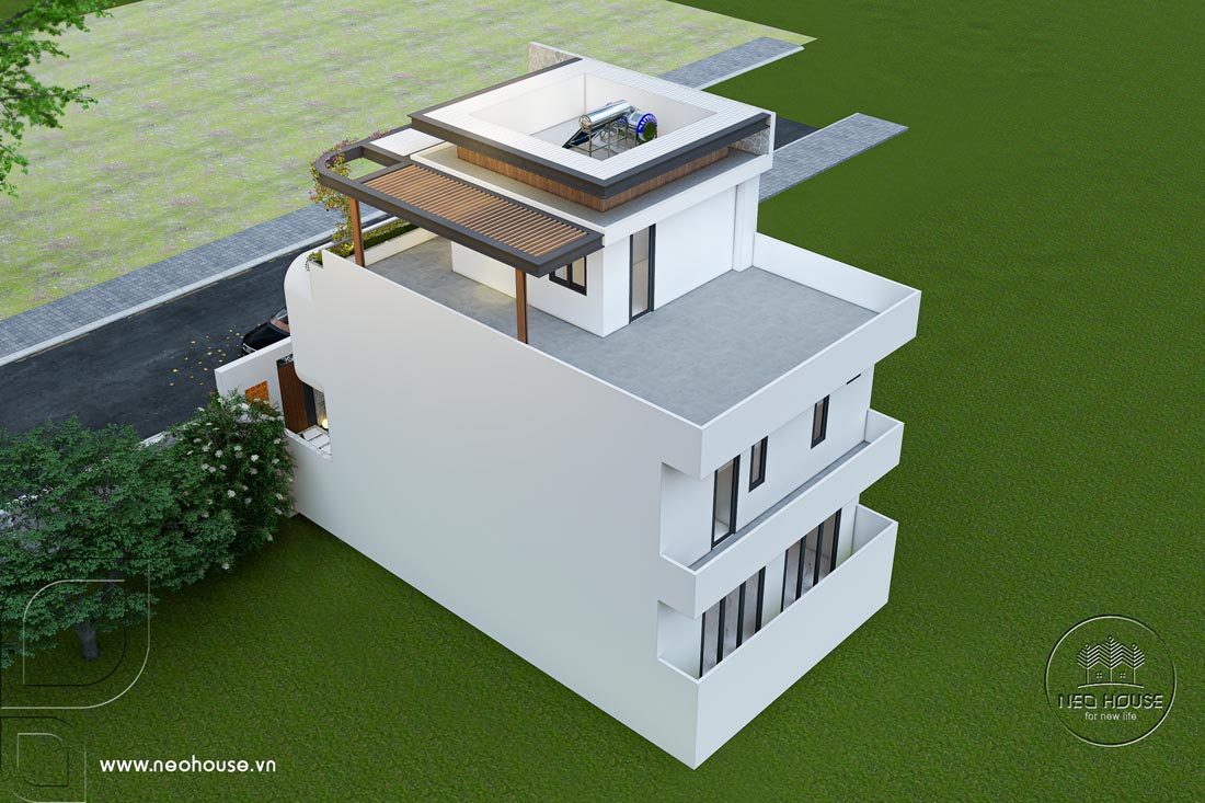 Phối cảnh biệt thự phố 2 tầng 1 tum mặt tiền 8m tại Hà Tĩnh. Ảnh 4