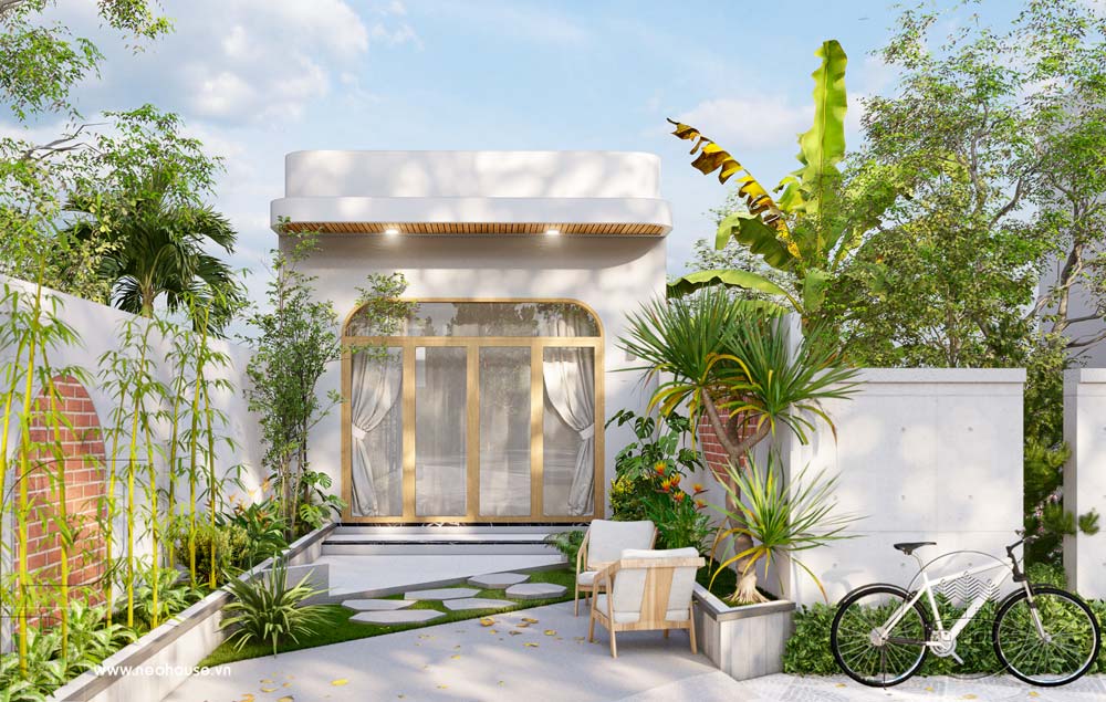 Phối cảnh 3D nhà phố 1 tầng 5x20m 2 phòng ngủ tại Tiền Giang. Ảnh 2