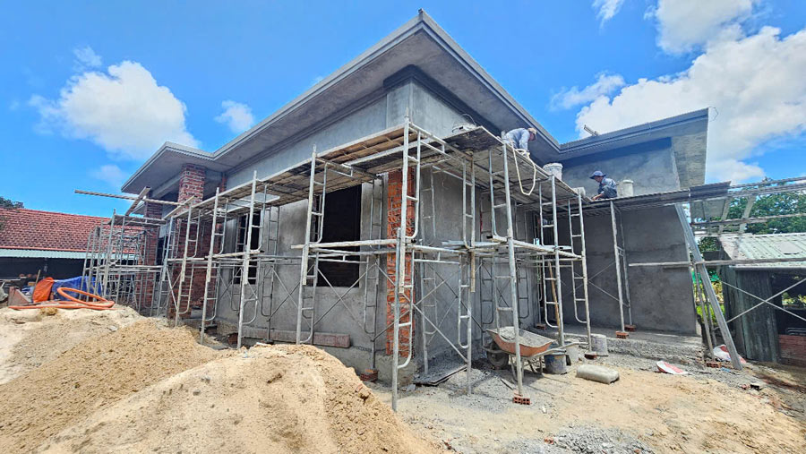 Thi công biệt thự 1 tầng mái Nhật có hồ bơi sang trọng 15x13m