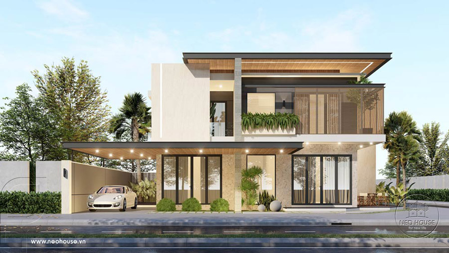Thi công hoàn thiện biệt thự 2 tầng mái bằng 11x12m sang trọng