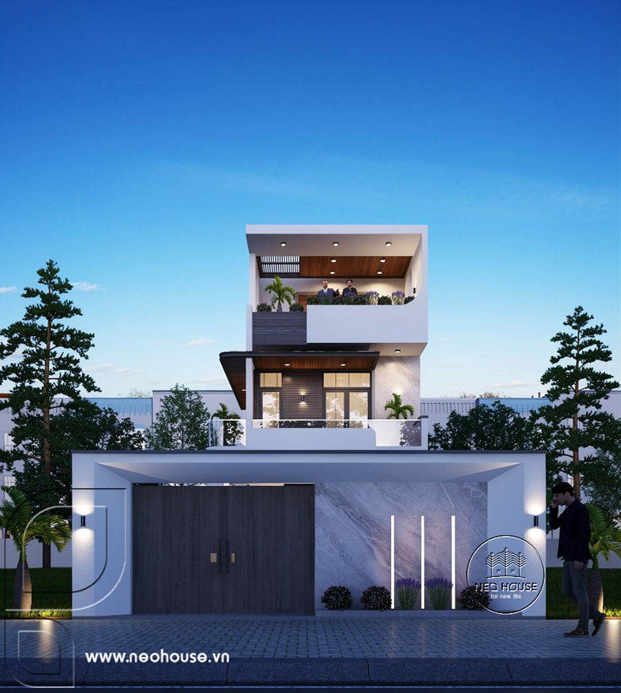 Thiết kế nhà phố 3 tầng 5 phòng ngủ 132m2 tại Bình Phước. Ảnh 5