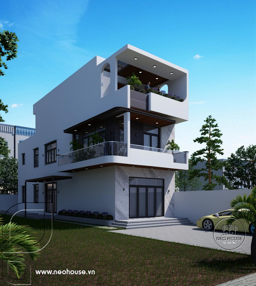Thiết kế nhà phố 3 tầng 5 phòng ngủ 132m2 tại Bình Phước. Ảnh 3