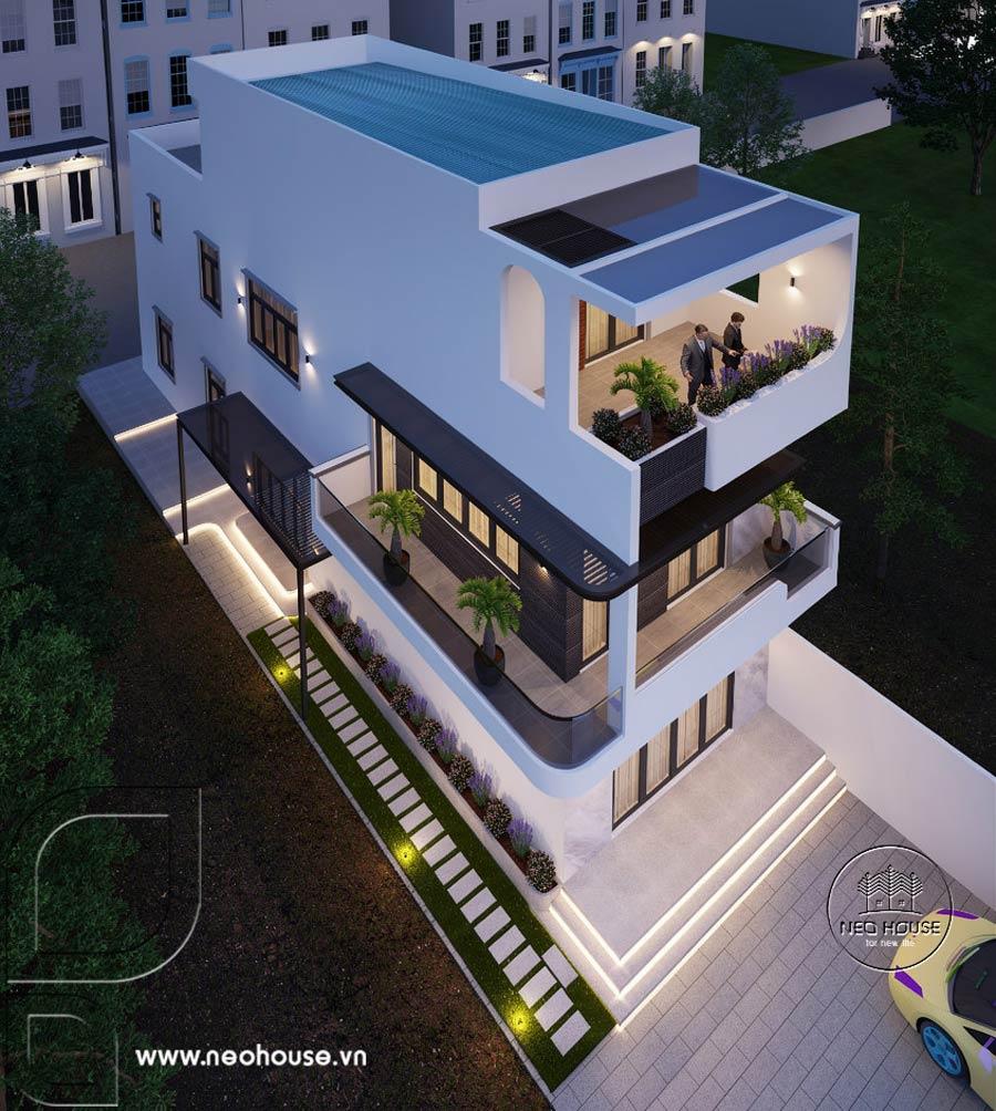 Thiết kế nhà phố 3 tầng 5 phòng ngủ 132m2 tại Bình Phước. Ảnh 4