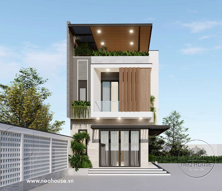 Xây nhà phố 2 tầng 1 tum trọn gói mặt tiền 6m