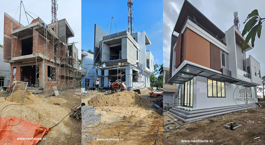 Xây nhà phố 2 tầng 1 tum trọn gói mặt tiền 6m