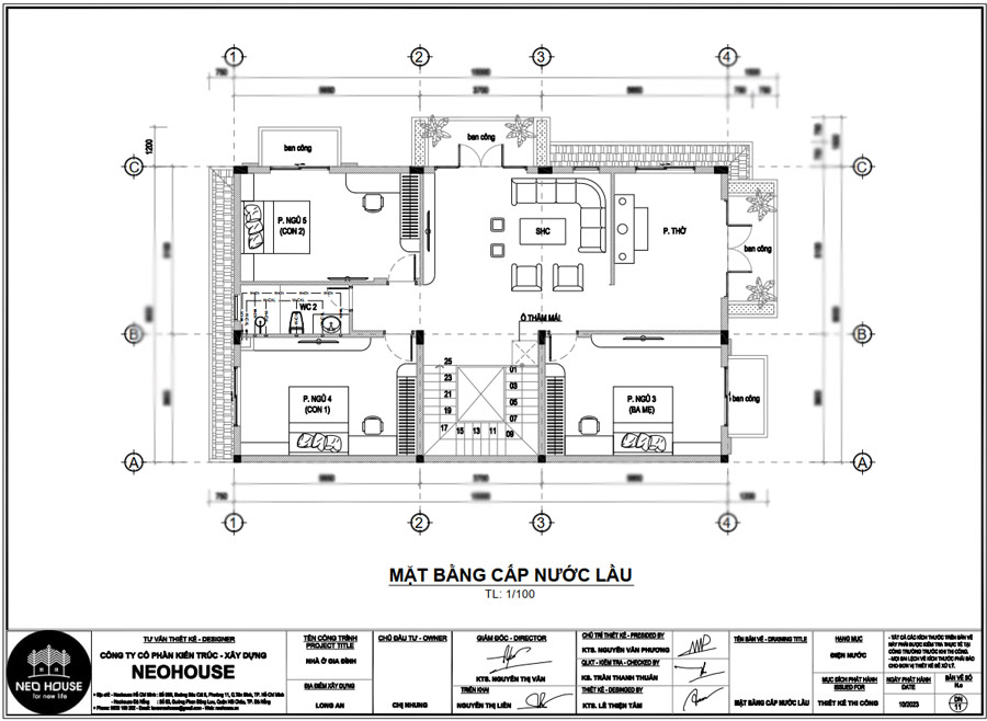 Bản vẽ cấp nước nhà 2 tầng mái thái