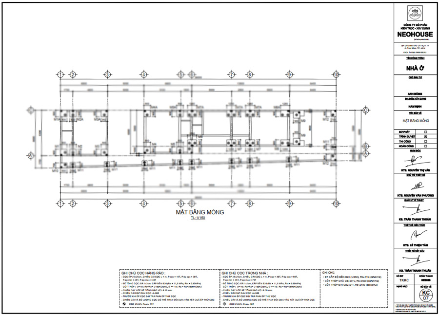 Bản vẽ kết cấu nhà 2 tầng 5x20m