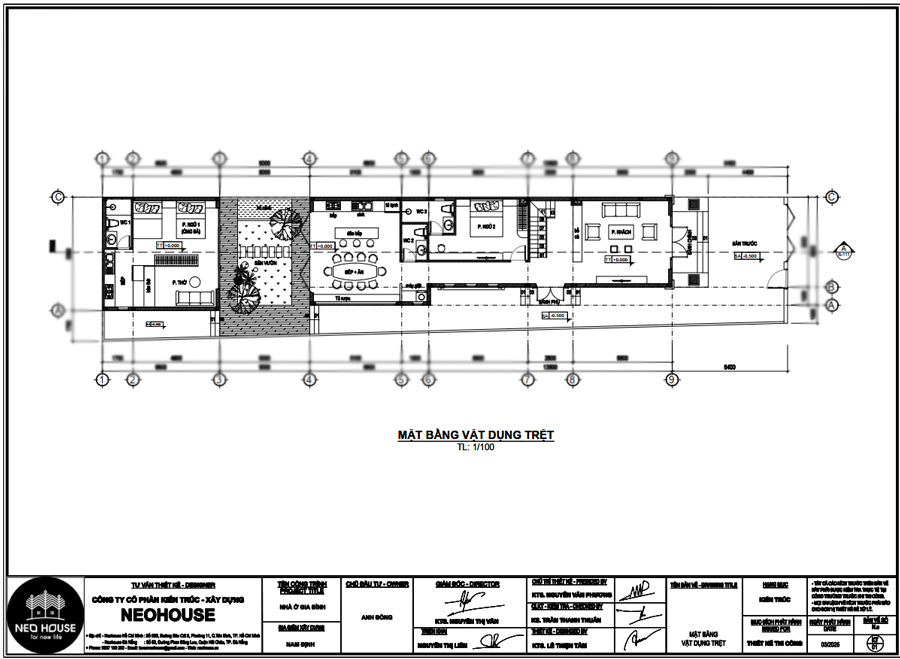 Bản vẽ mặt bằng nhà 2 tầng 5x20m
