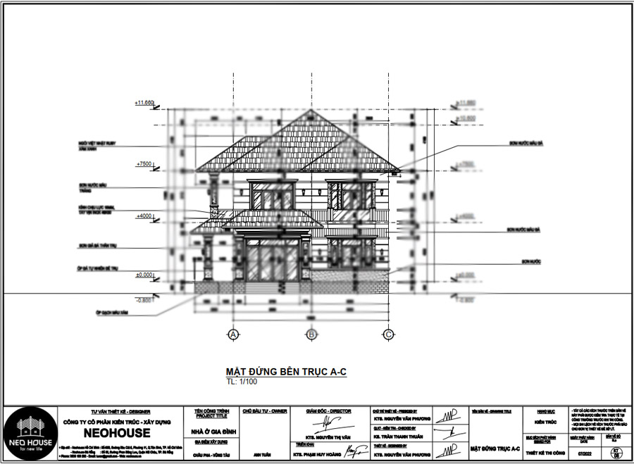 Bản vẽ AutoCAD mặt đứng nhà 2 tầng