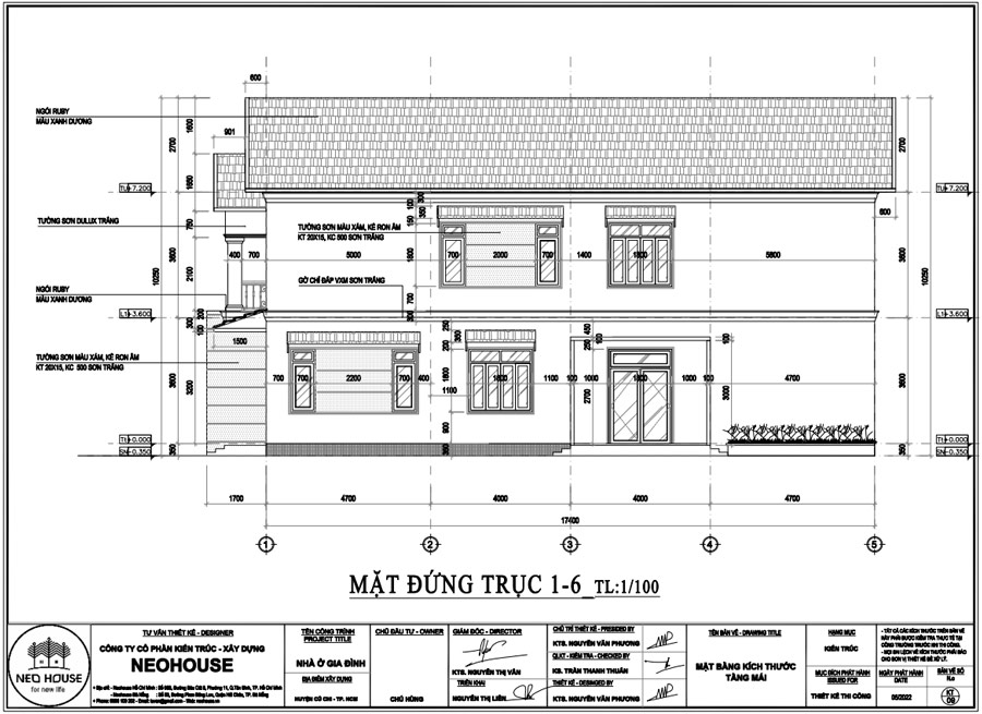 Chiều cao tầng 1 nhà 2 tầng mái Thái