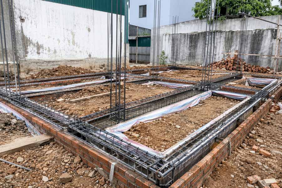 Giai đoạn thi công phần móng nhà 2 tầng