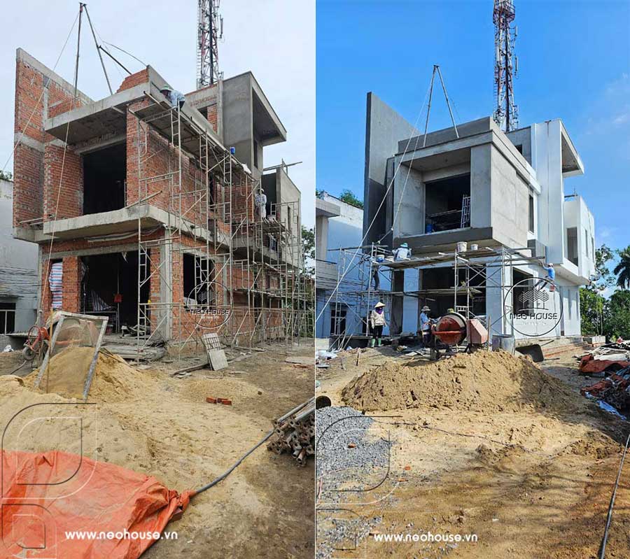 Giai đoạn thi công phần thô nhà 2 tầng