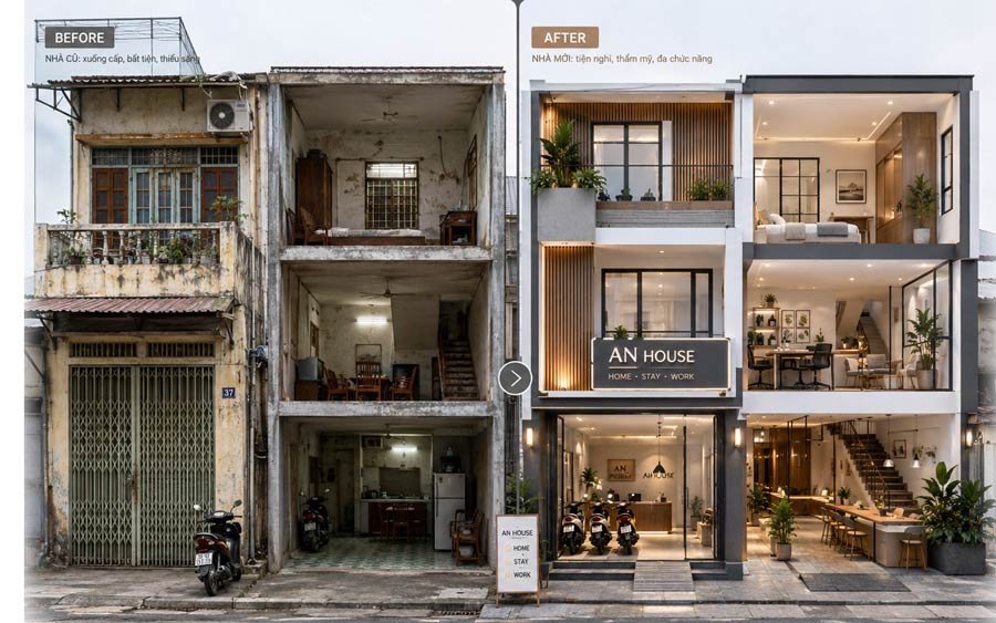 Gia chủ muốn thay đổi thẩm mỹ và mục đích sử dụng
