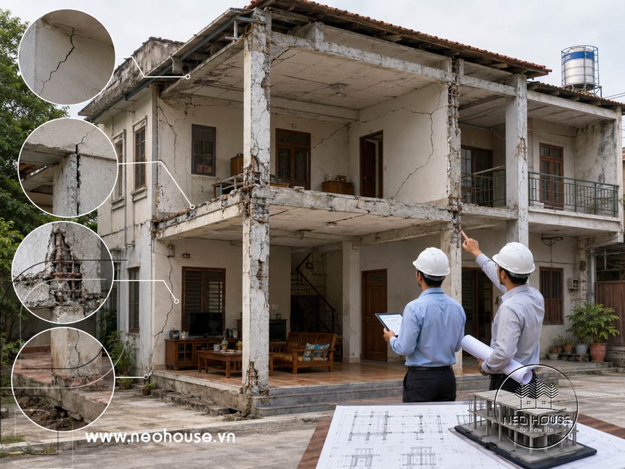 Kiểm tra móng, cột, dầm và sàn