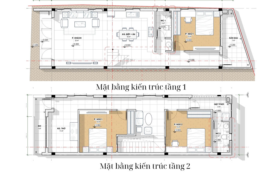 Bản vẽ mặt bằng nhà ngang 4.5x15m