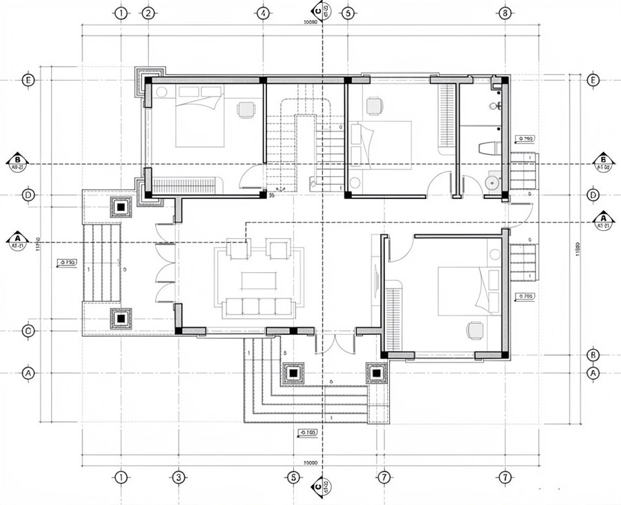 Mặt bằng công năng tầng trệt nhà 2 tầng 6 phòng ngủ 180m2