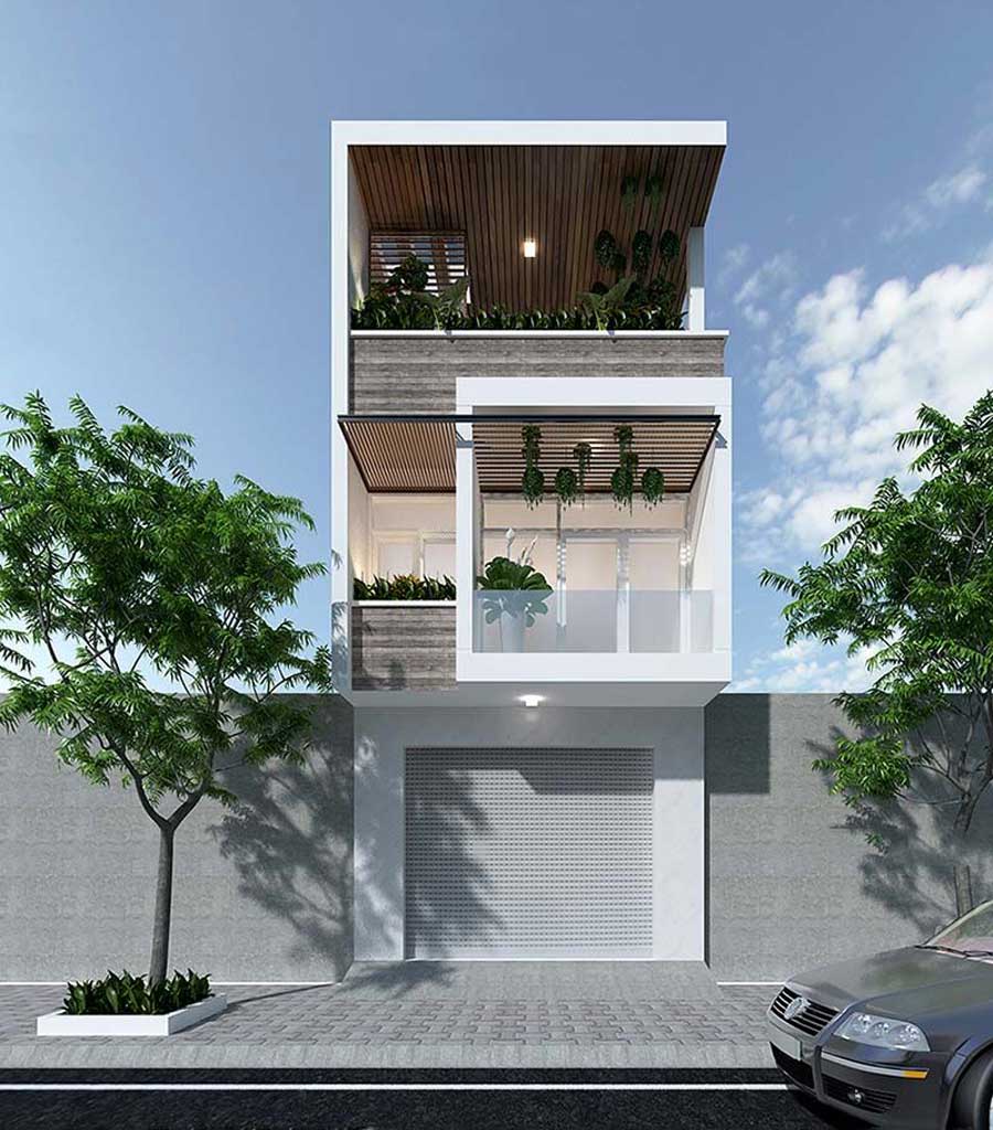 Mẫu thiết kế mặt tiền 3m 2 tầng 1 tum