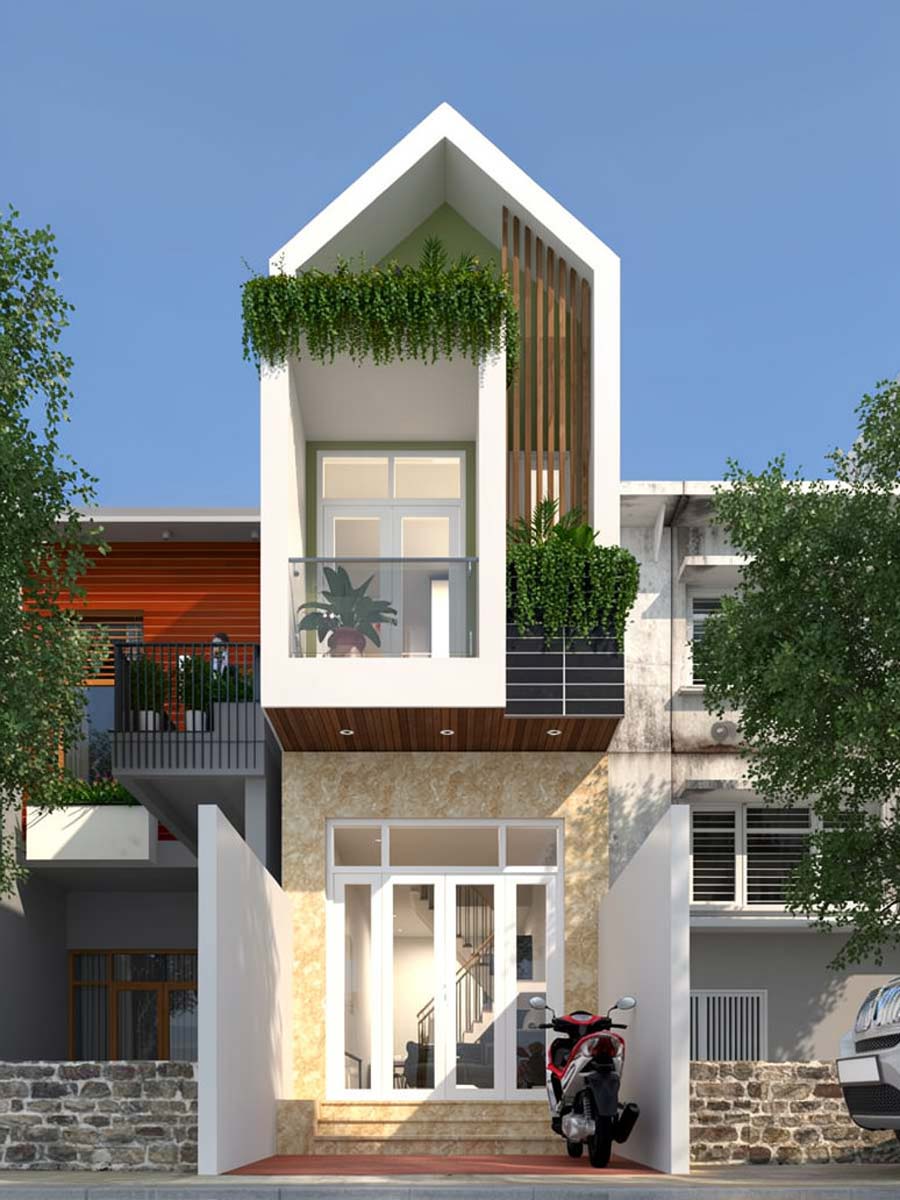 Mẫu nhà 2 tầng mặt tiền 3m 3 phòng ngủ