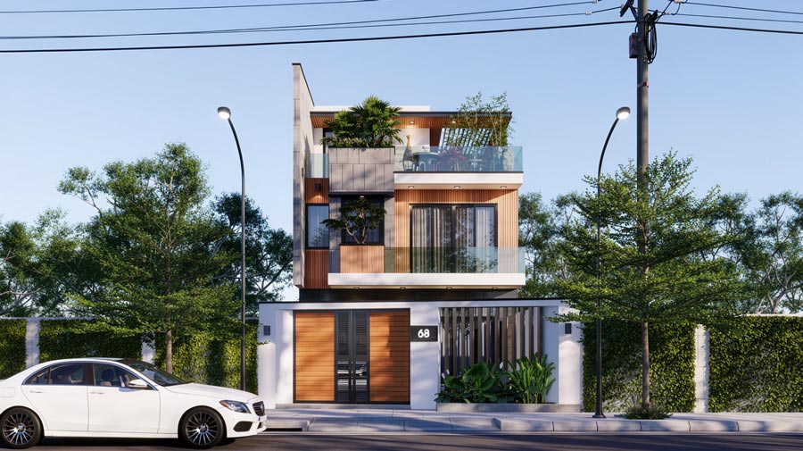 Mẫu thiết kế nhà 2 tầng 1 tum đẹp tại Đà Nẵng