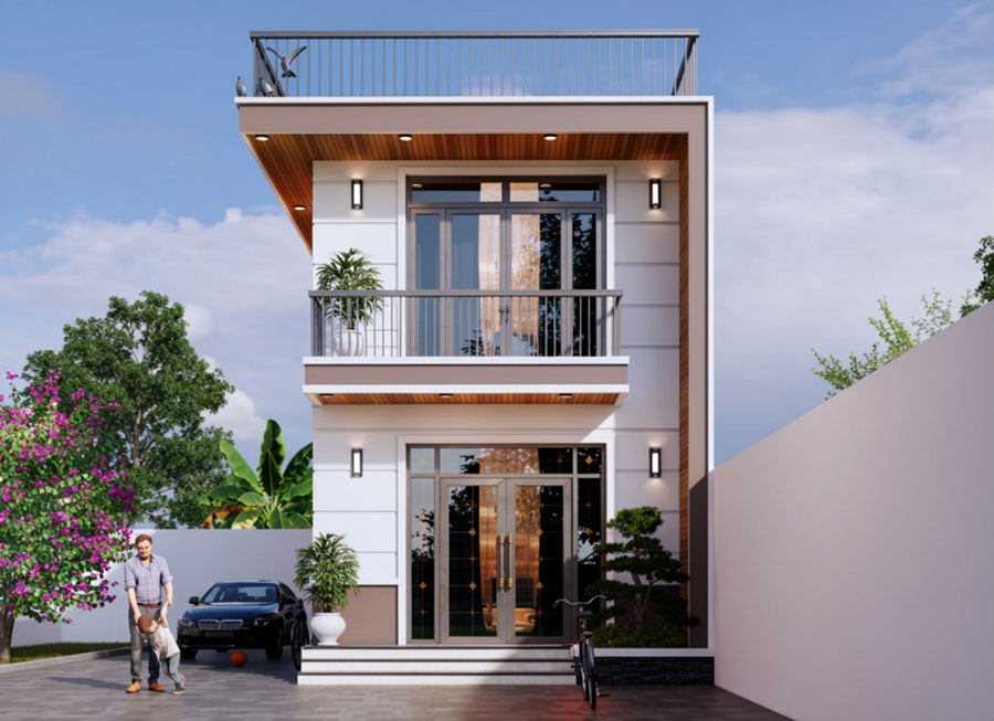 Mẫu thiết kế nhà 2 tầng 6.5x12m