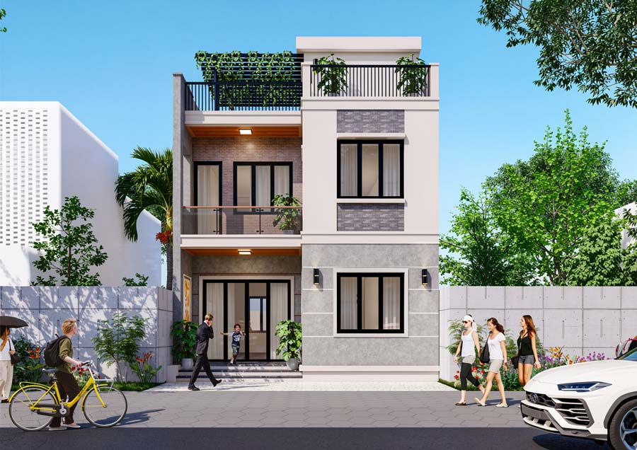 Mẫu nhà 2 tầng 6.5x15m tiện nghi