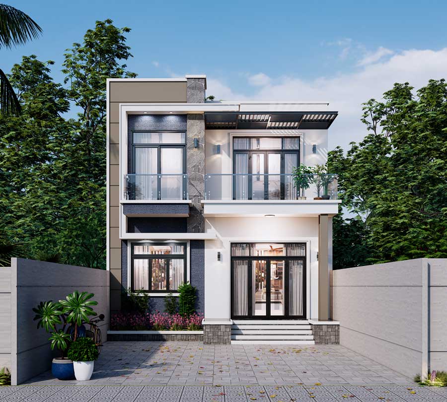 Mẫu nhà 2 tầng 6.5x20m hiện đại đẹp