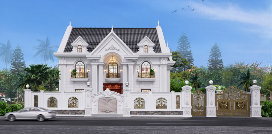 Mẫu thiết kế nhà 2 tầng 6 phòng ngủ mái Thái
