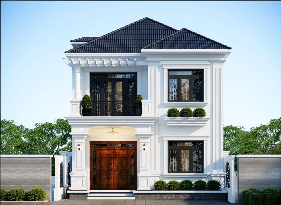Mẫu nhà 2 tầng mặt tiền 7.5m x 10m
