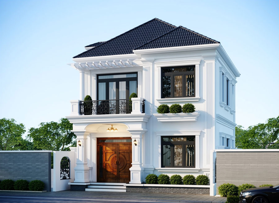 Mẫu nhà 2 tầng mặt tiền 7.5m x 10m