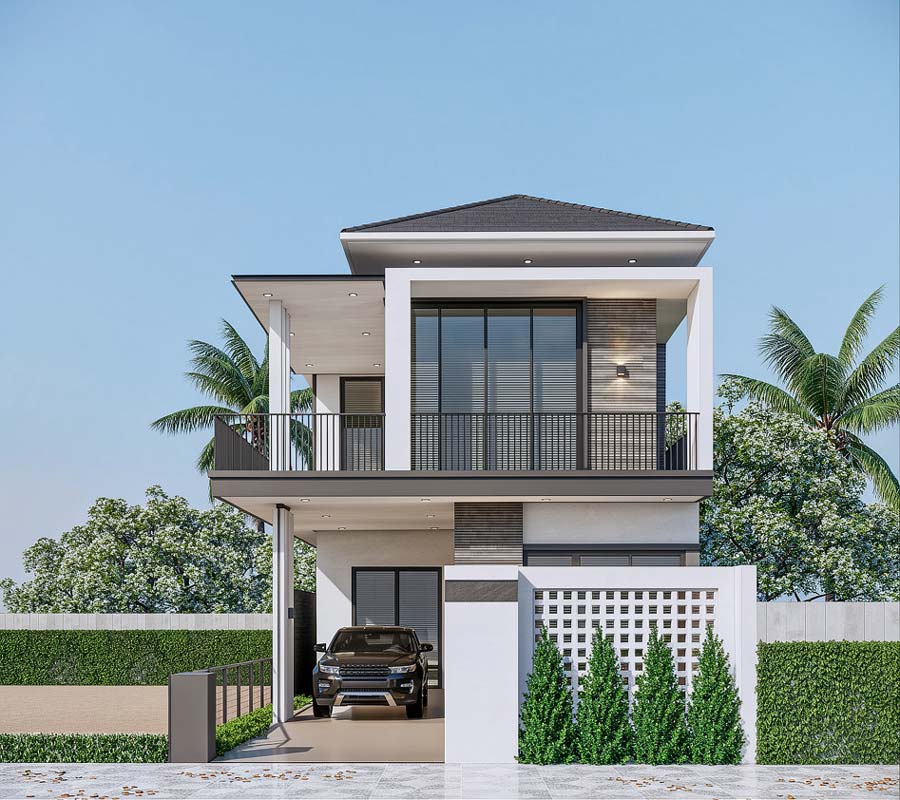 Mẫu thiết kế nhà 2 tầng mặt tiền 7.5m x 20m