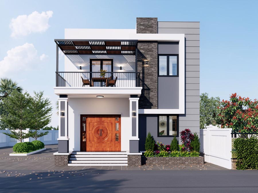 Mẫu nhà 2 tầng 9x10m