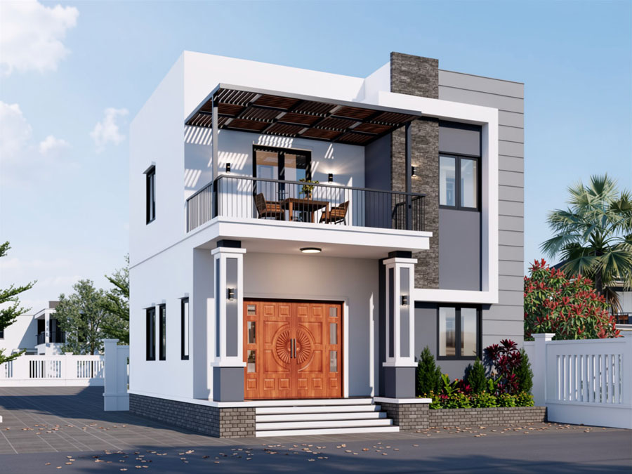 Mẫu nhà 2 tầng 9x10m