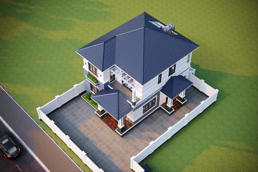 Mẫu nhà 2 tầng 9x10m