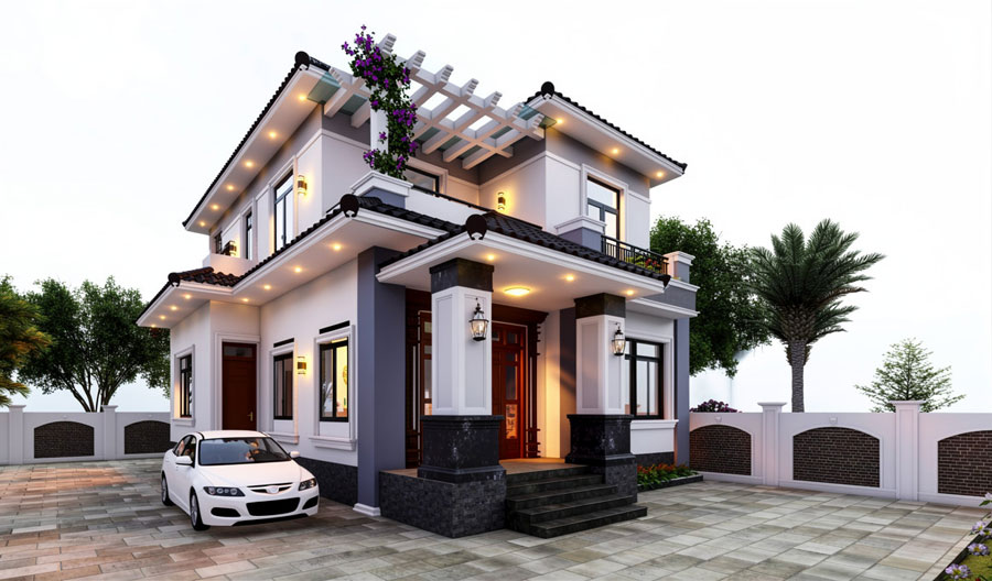 Mẫu nhà 2 tầng có bếp riêng ở nông thôn