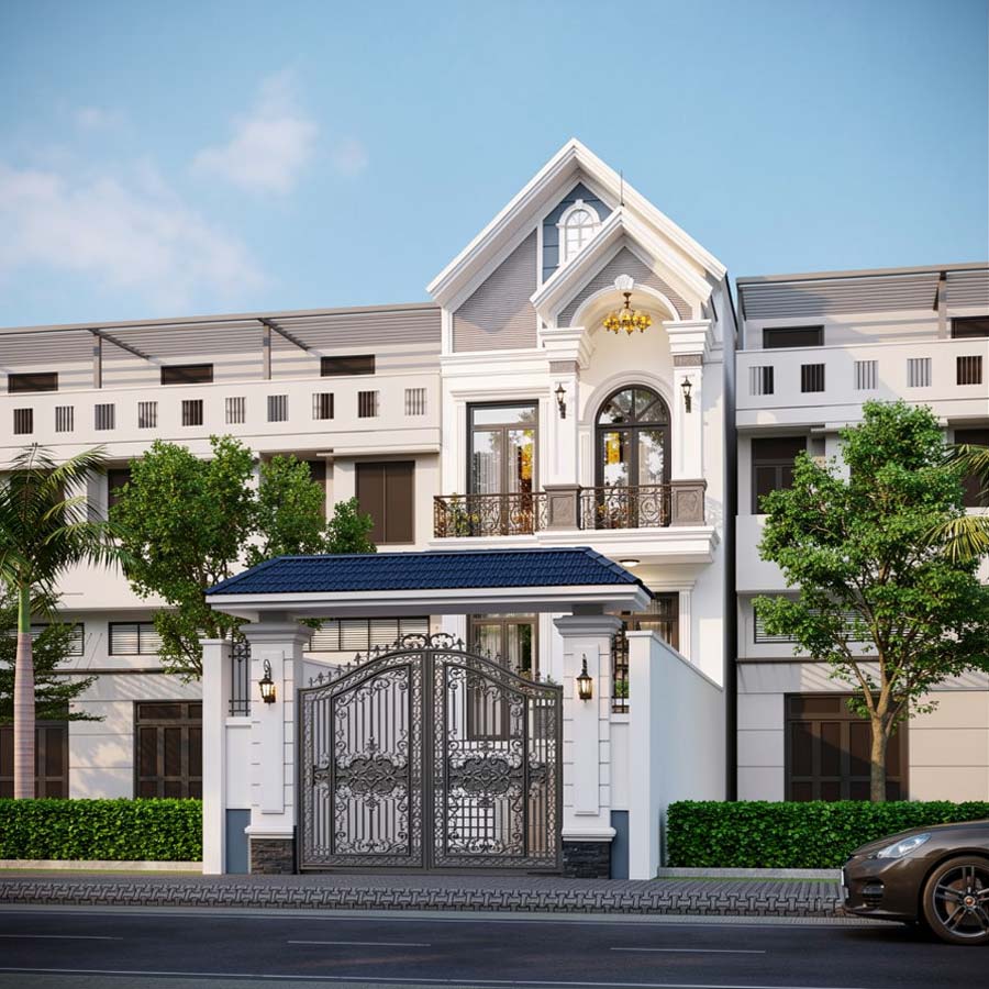 Nhà 2 tầng có tầng hầm mái Thái