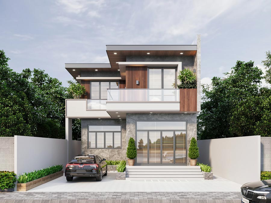 Mẫu thiết kế nhà 2 tầng đẹp 4 phòng ngủ tại Đà Nẵng