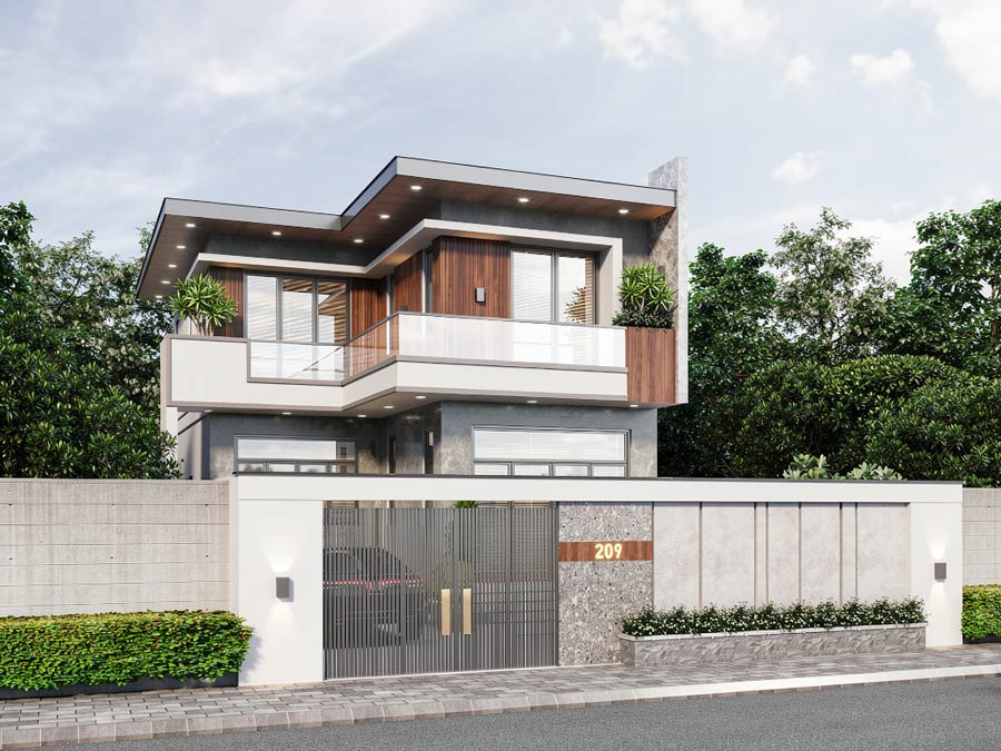 Mẫu thiết kế nhà 2 tầng đẹp 4 phòng ngủ tại Đà Nẵng