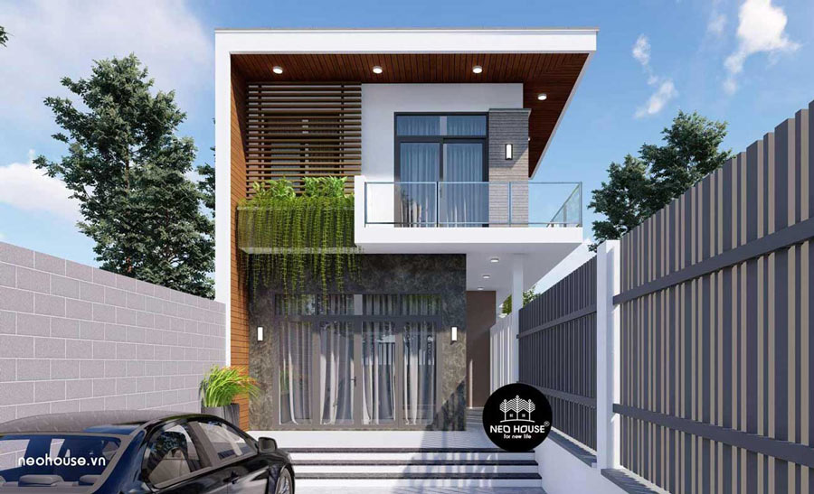 Mẫu nhà 2 tầng đẹp tại Đà Nẵng mái bằng
