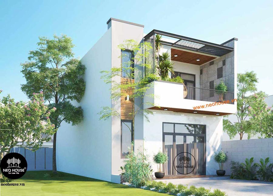 Mẫu nhà 2 tầng đẹp tại Đà Nẵng mái bằng